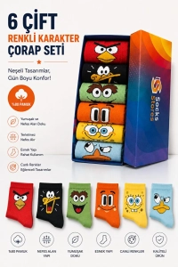 6 Çift Pamuklu Renkli Kolej Çorap Seti – Erkek Kadın Soket Çorap (KUTULU)